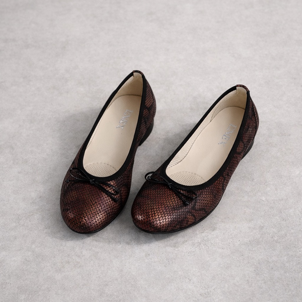 Elegantna ženska baletanka od prirodne kože u bakar nijansi