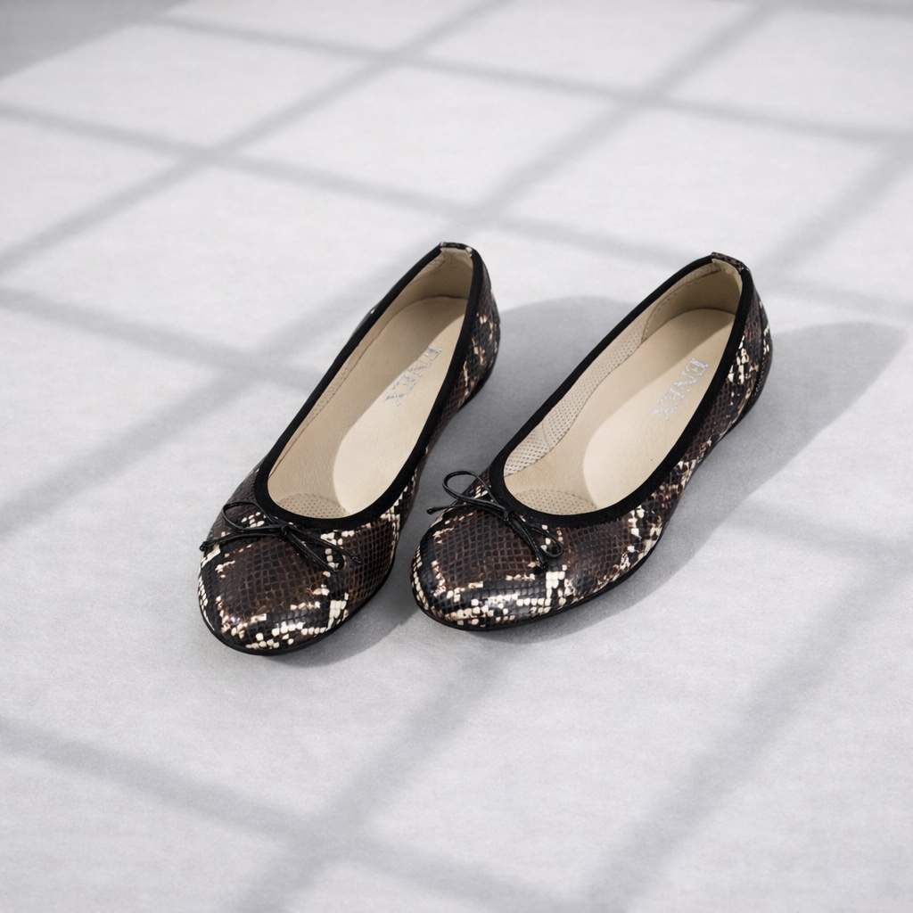 ELEGANTNA ŽENSKA BALETANKA OD PRIRODNE KOŽE U ANIMAL PRINTU