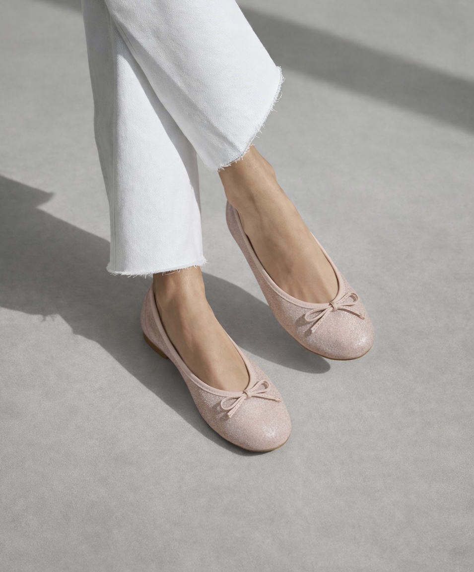 ELEGANTNA ŽENSKA BALETANKA OD MEKANE ROZE KOŽE