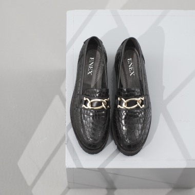 Ženske mokasine crni kroko